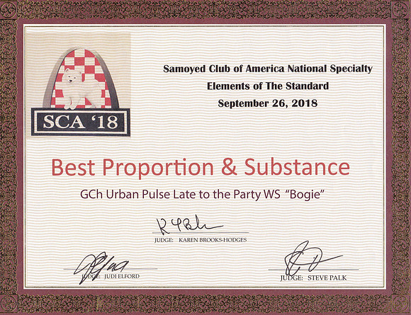 Bogie Best Proportion and Substance SCA2018